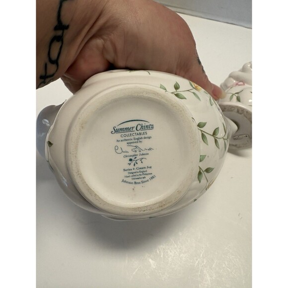 VTG  Johnson Bros Summer Chintz Swan Creamer Rare* Duck/ Baby Salt Pepper Lot - Picture 6 of 11